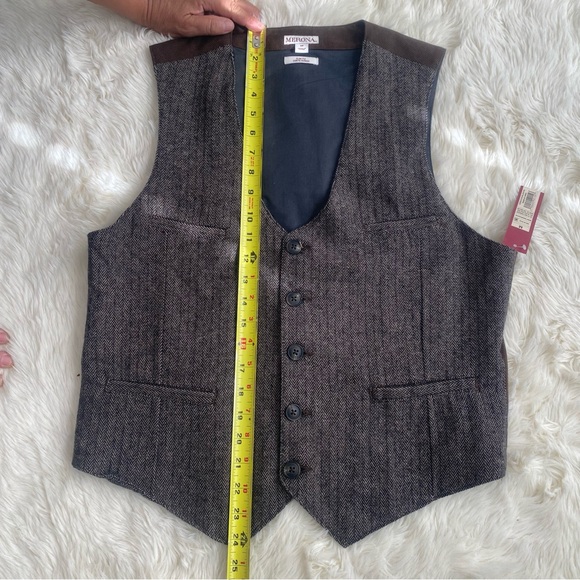 Merona 2 Piece Men’s Brown Tweed Sport Coat Blazer Slim & Matching Vest | Medium - Picture 6 of 11